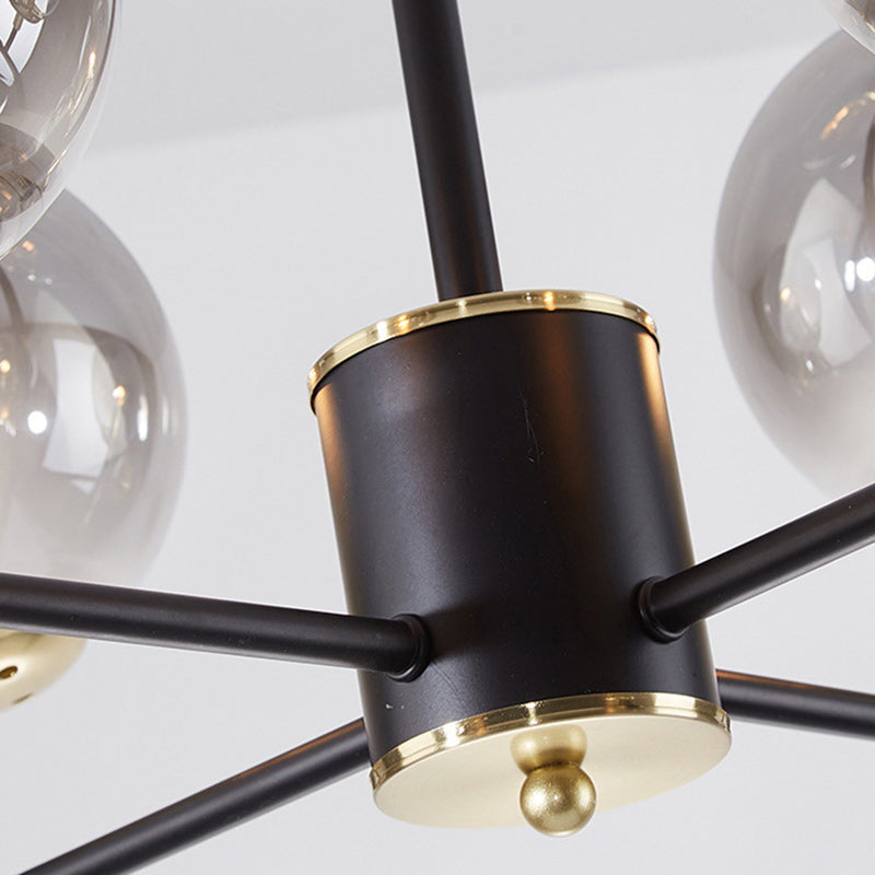 Contemporary Nordic Iron Glass Round 6/8/10-Light Chandelier For Bedroom And Living Room