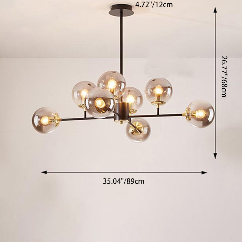 Contemporary Nordic Iron Glass Round 6/8/10-Light Chandelier For Bedroom And Living Room
