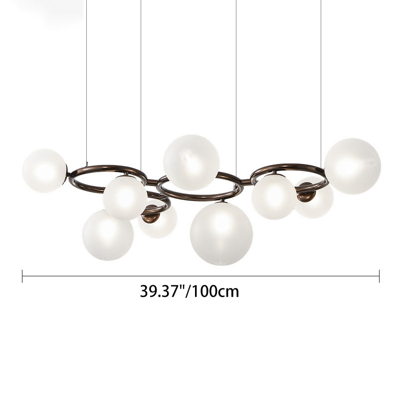Contemporary Scandinavian Glass Iron Round Orb 5/7/9-Light Chandelier For Bedroom & Living Room