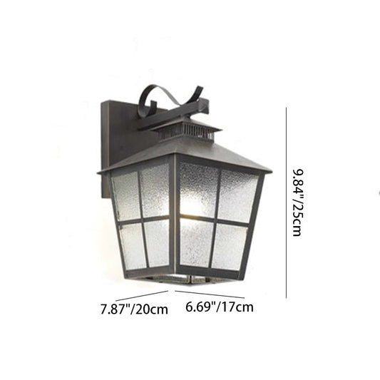 Contemporary Scandinavian Brass Glass House-Shaped Square 1-Light Wall Sconce Lamp For Outdoor