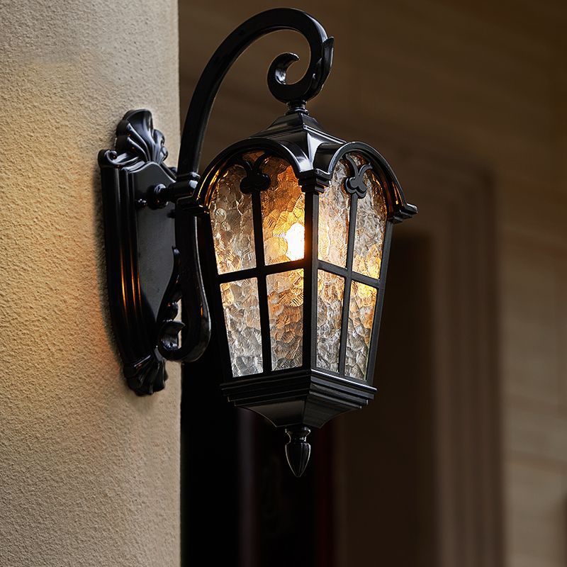 Contemporary Nordic Aluminum Glass Curved-Square 1-Light Wall Sconce Lamp For Outdoor