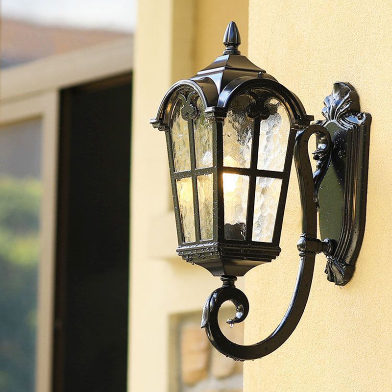 Contemporary Nordic Aluminum Glass Curved-Square 1-Light Wall Sconce Lamp For Outdoor