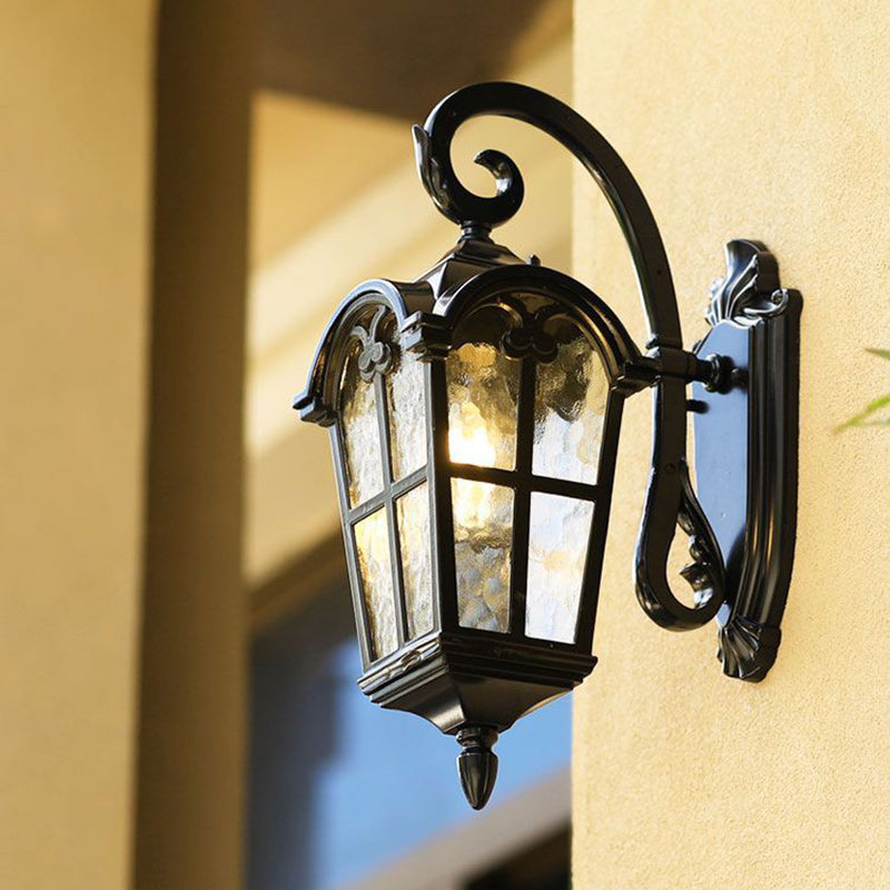 Contemporary Nordic Aluminum Glass Curved-Square 1-Light Wall Sconce Lamp For Outdoor