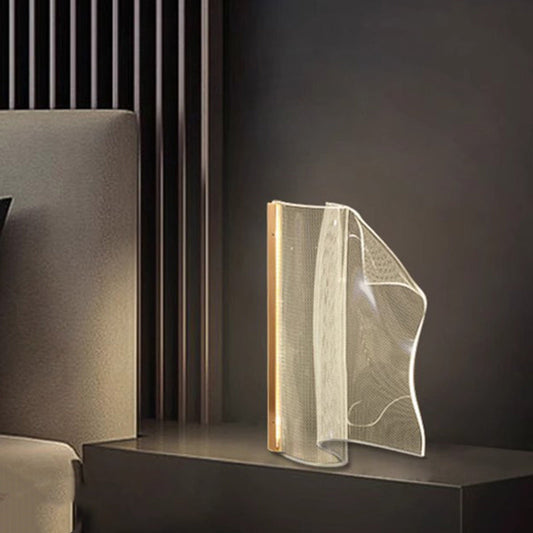 Contemporary Creative Irregular Transparent Aluminum Acrylic LED Table Lamp For Bedroom