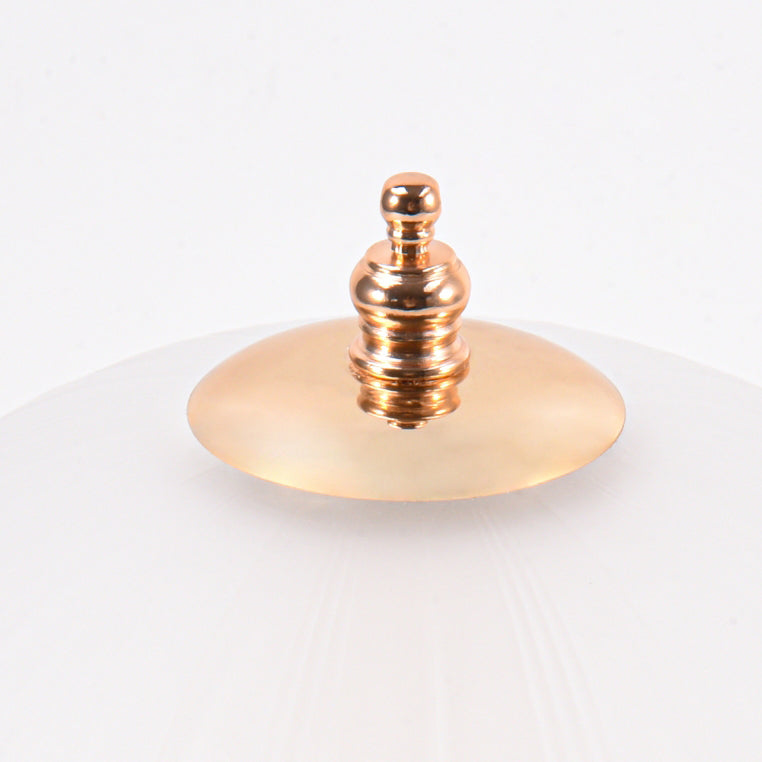 Contemporary Nordic Half Dome Flower Globe Base Iron Ceramic Glass 1-Light Table Lamp For Bedroom