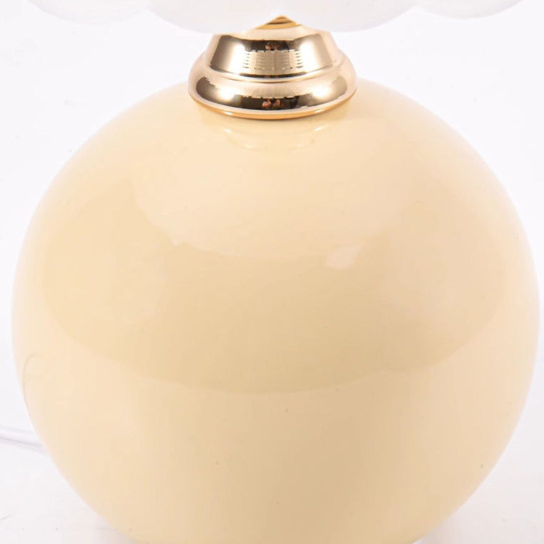 Contemporary Nordic Half Dome Flower Globe Base Iron Ceramic Glass 1-Light Table Lamp For Bedroom
