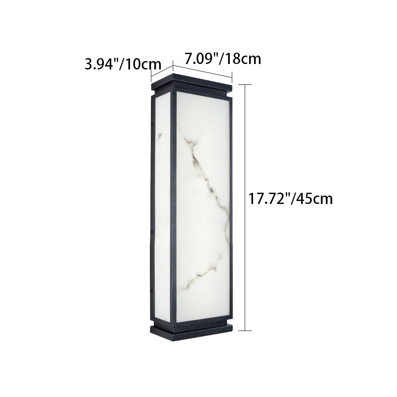 Traditional Chinese Stainless Steel Imitation Marble Shade LED Waterproof Outdoor Wall Sconce Lamp For Garden