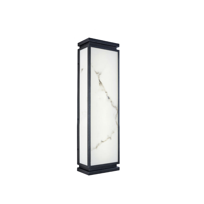 Traditional Chinese Stainless Steel Imitation Marble Shade LED Waterproof Outdoor Wall Sconce Lamp For Garden