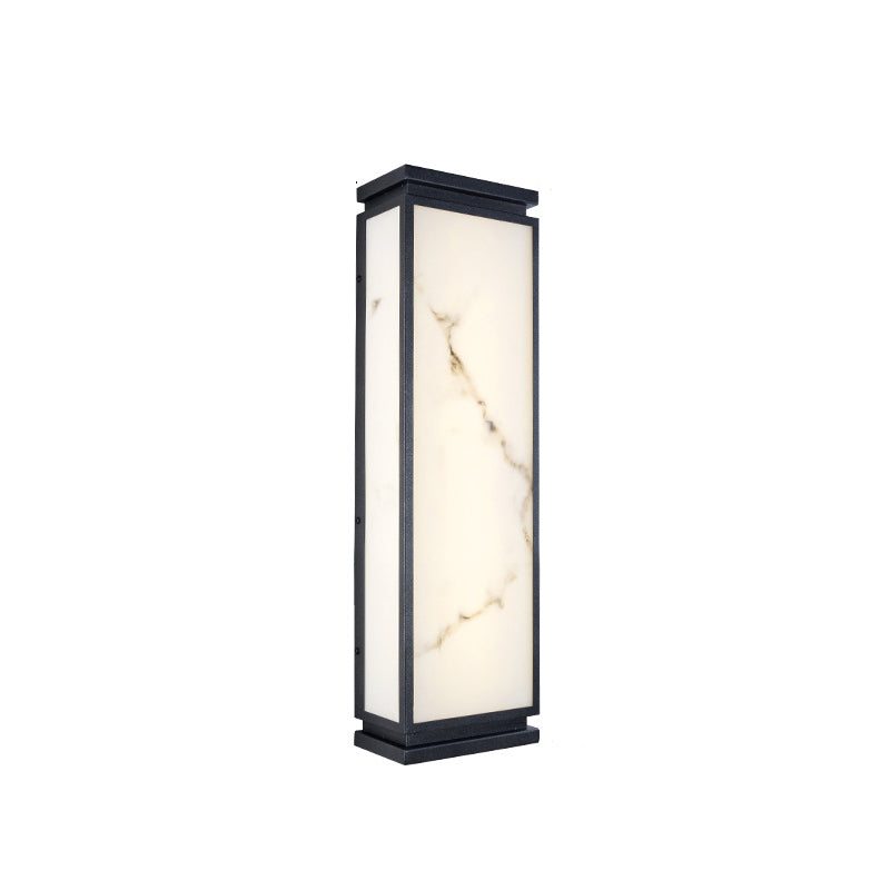 Traditional Chinese Stainless Steel Imitation Marble Shade LED Waterproof Outdoor Wall Sconce Lamp For Garden