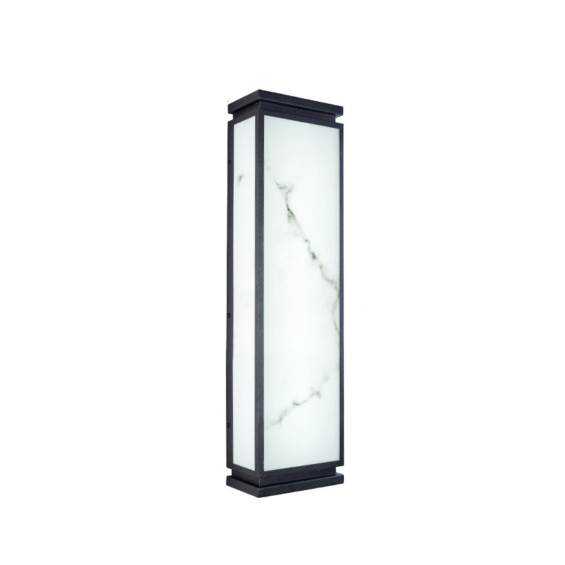 Traditional Chinese Stainless Steel Imitation Marble Shade LED Waterproof Outdoor Wall Sconce Lamp For Garden