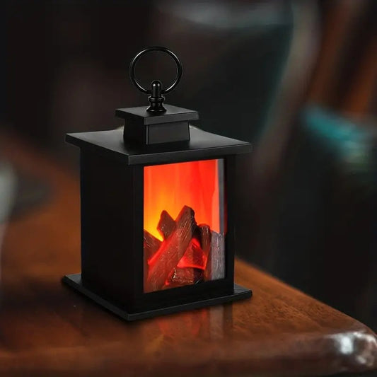 Contemporary Creative ABS Simulated Flame Fireplace LED Table Lamp For Study