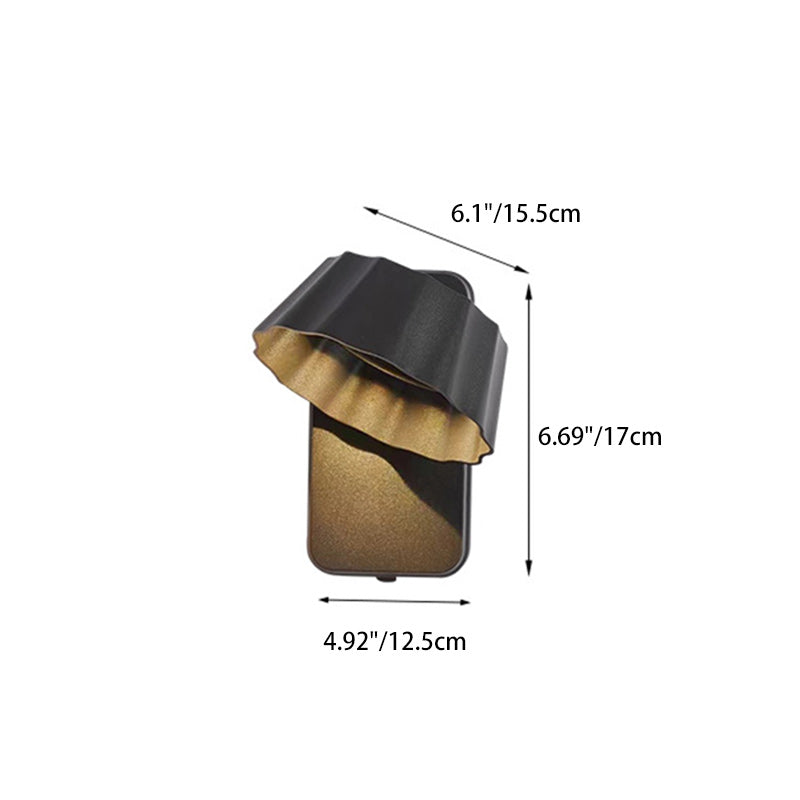 Contemporary Industrial Aluminum Pleated Round Shade LED Outdoor Waterproof Wall Sconce Lamp For Garden