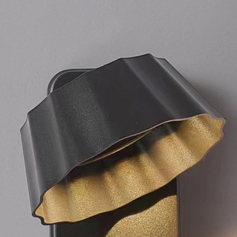 Contemporary Industrial Aluminum Pleated Round Shade LED Outdoor Waterproof Wall Sconce Lamp For Garden