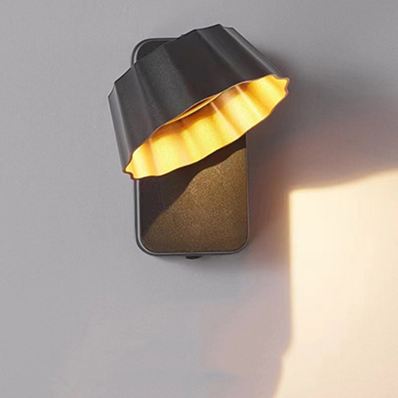 Contemporary Industrial Aluminum Pleated Round Shade LED Outdoor Waterproof Wall Sconce Lamp For Garden