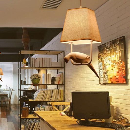 Contemporary Creative Bird Rectangle Iron Linen Resin 1/2/3 Light Chandelier For Bedroom