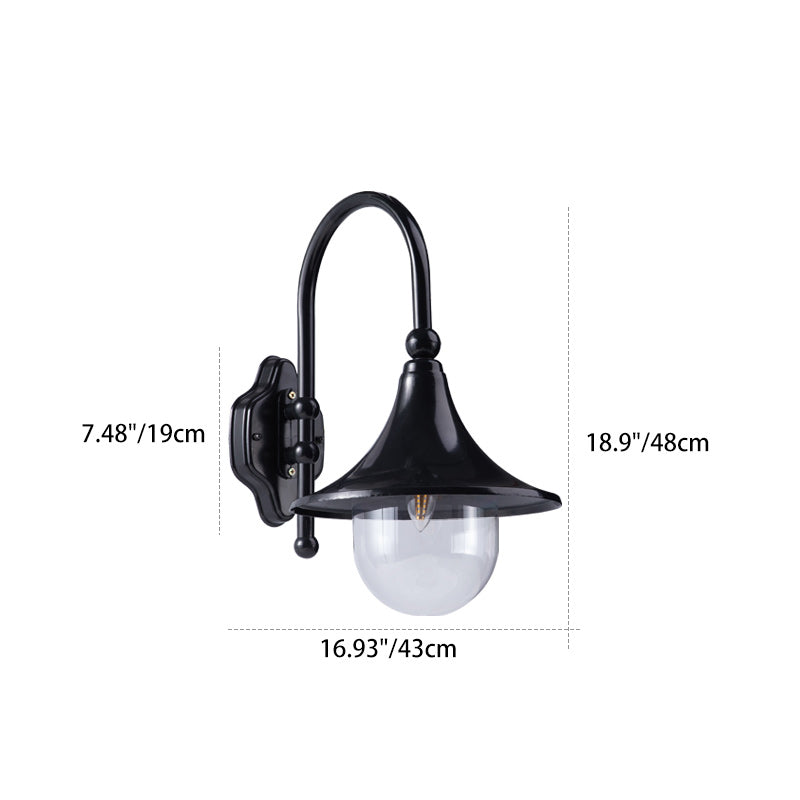 Contemporary Industrial Waterproof Horn Shape Round Cone Aluminum Acrylic 1-Light Wall Sconce Lamp For Outdoor