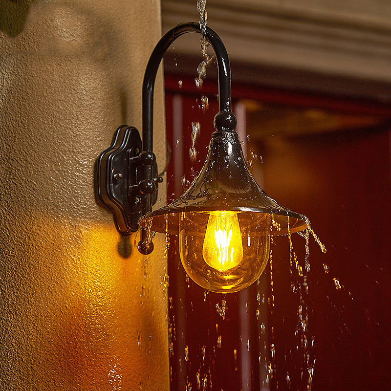 Contemporary Industrial Waterproof Horn Shape Round Cone Aluminum Acrylic 1-Light Wall Sconce Lamp For Outdoor