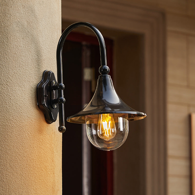 Contemporary Industrial Waterproof Horn Shape Round Cone Aluminum Acrylic 1-Light Wall Sconce Lamp For Outdoor