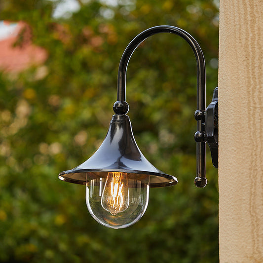 Contemporary Industrial Waterproof Horn Shape Round Cone Aluminum Acrylic 1-Light Wall Sconce Lamp For Outdoor