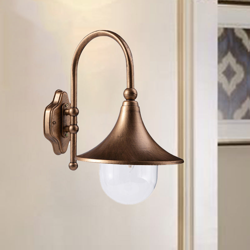 Contemporary Industrial Waterproof Horn Shape Round Cone Aluminum Acrylic 1-Light Wall Sconce Lamp For Outdoor