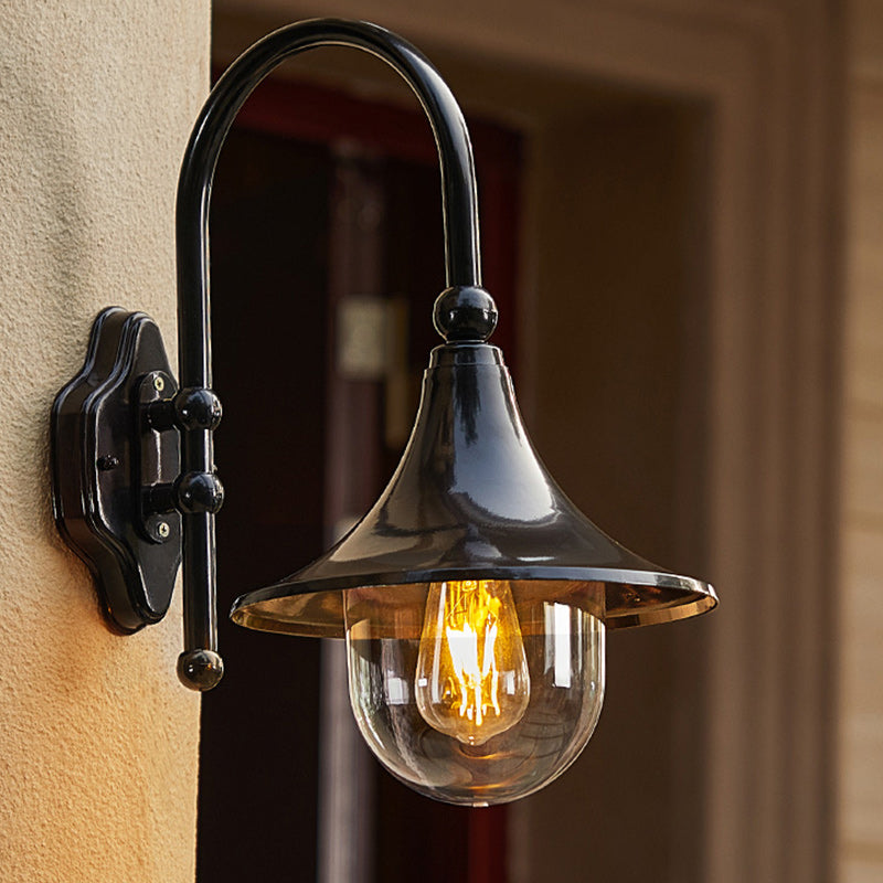 Contemporary Industrial Waterproof Horn Shape Round Cone Aluminum Acrylic 1-Light Wall Sconce Lamp For Outdoor