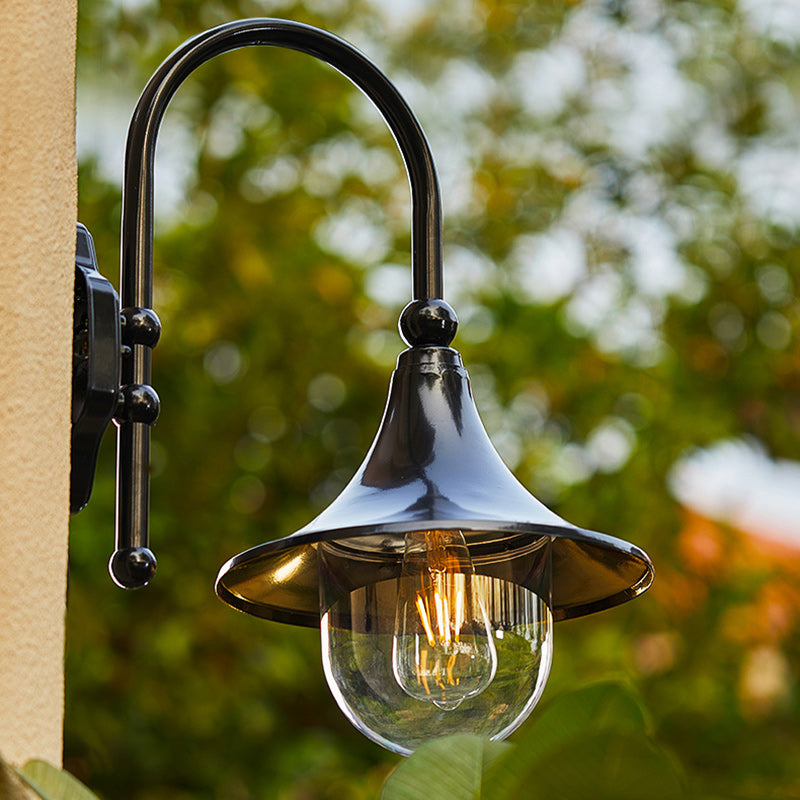 Contemporary Industrial Waterproof Horn Shape Round Cone Aluminum Acrylic 1-Light Wall Sconce Lamp For Outdoor