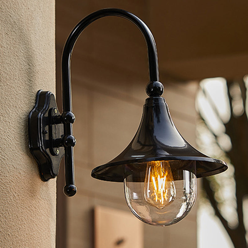 Contemporary Industrial Waterproof Horn Shape Round Cone Aluminum Acrylic 1-Light Wall Sconce Lamp For Outdoor