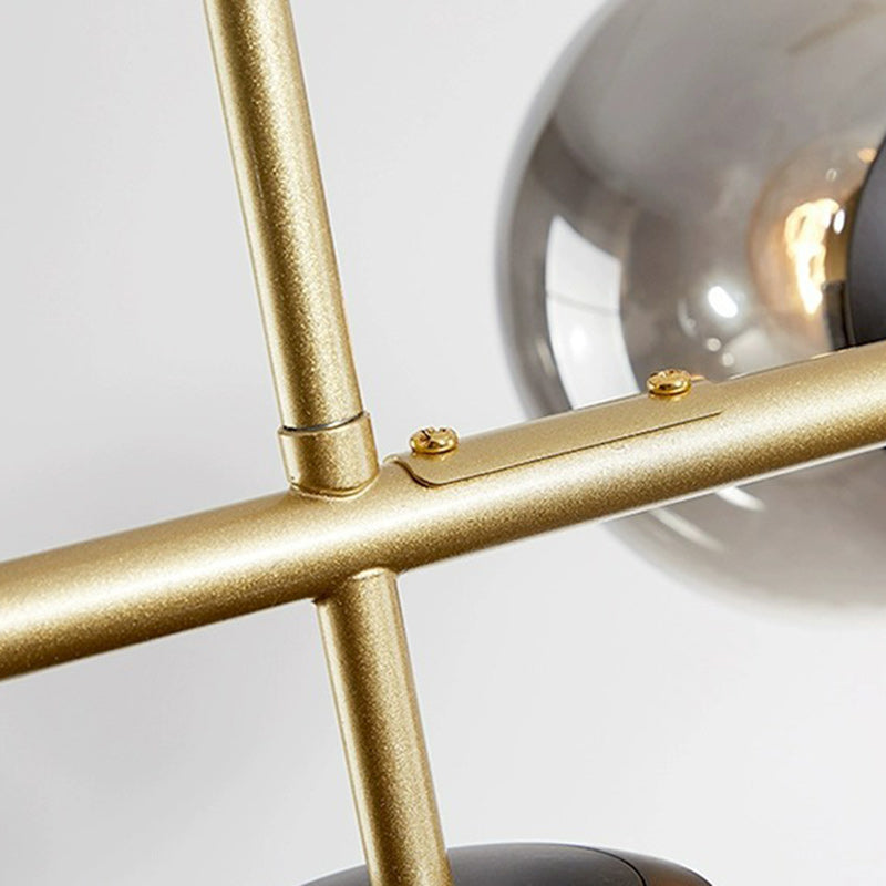 Contemporary Scandinavian Linear Round Orb Iron Glass 6-Light Island Light Chandelier For Dining Room