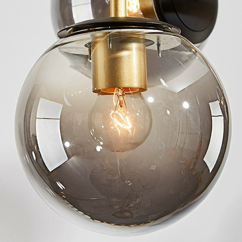 Contemporary Scandinavian Linear Round Orb Iron Glass 6-Light Island Light Chandelier For Dining Room