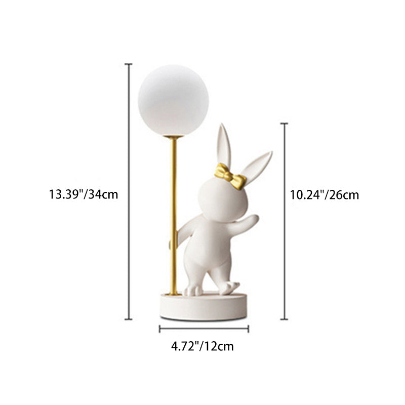 Contemporary Kids Table Lamp – Cartoon Rabbit Ceramic & Metal LED Light for Bedroom