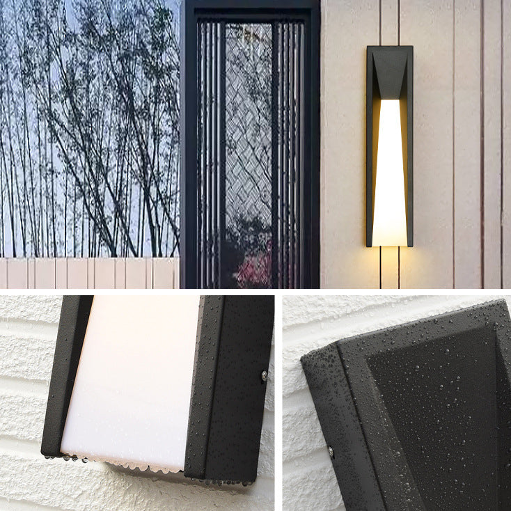 Modern Minimalist Waterproof Rectangular Stainless Steel Acrylic LED Outdoor Wall Sconce Lamp For Garden