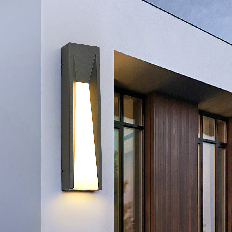 Modern Minimalist Waterproof Rectangular Stainless Steel Acrylic LED Outdoor Wall Sconce Lamp For Garden