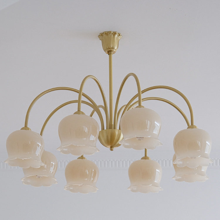 Traditional Rustic Tulip Floral Copper Resin 3/5/6/8-Light Chandelier For Living Room