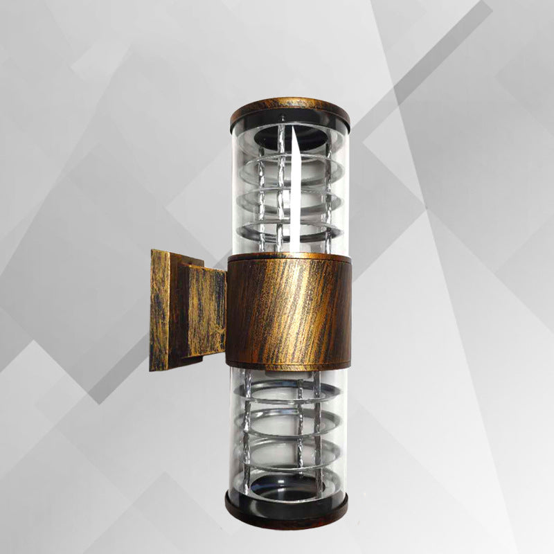 Traditional European Waterproof Aluminum Glass Linear 2-Light Wall Sconce Lamp For Garden