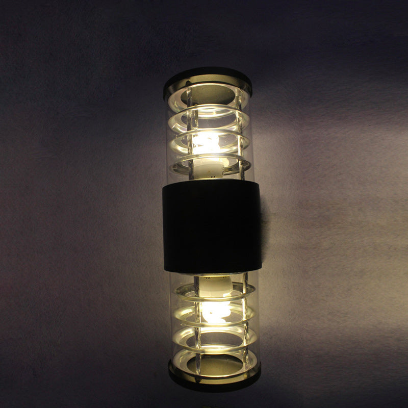 Traditional European Waterproof Aluminum Glass Linear 2-Light Wall Sconce Lamp For Garden