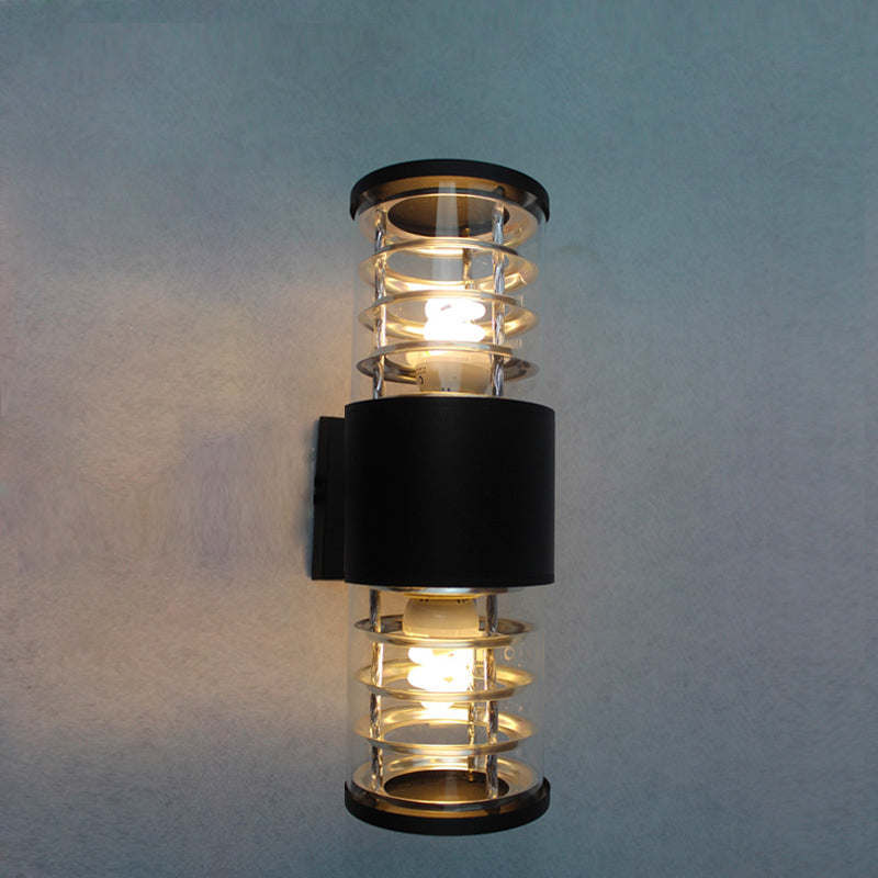 Traditional European Waterproof Aluminum Glass Linear 2-Light Wall Sconce Lamp For Garden