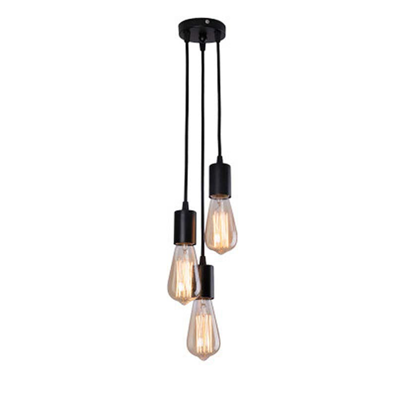Contemporary Retro Iron Glass Linear 3-Light Chandelier For Living Room