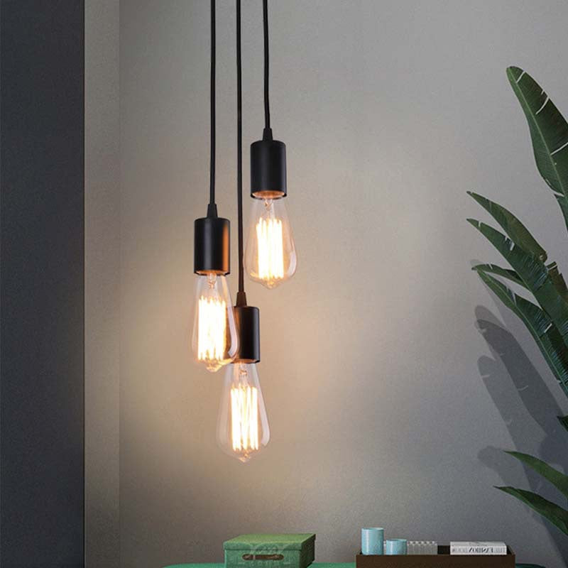 Contemporary Retro Iron Glass Linear 3-Light Chandelier For Living Room