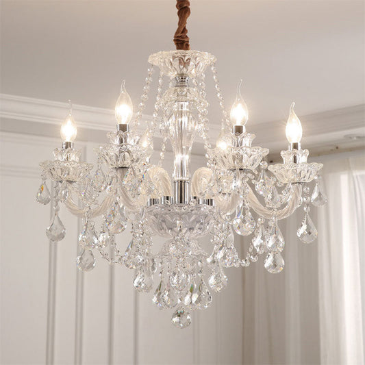 Contemporary Luxury Metal Crystal Round 6/8/10 Light Chandelier For Living Room