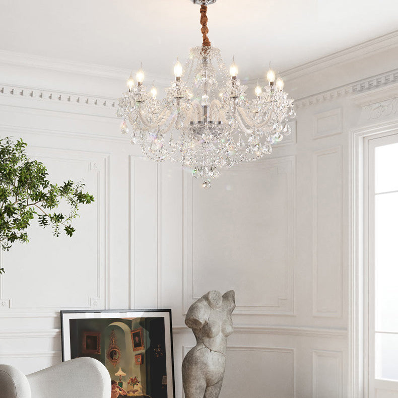 Contemporary Luxury Metal Crystal Round 6/8/10 Light Chandelier For Living Room