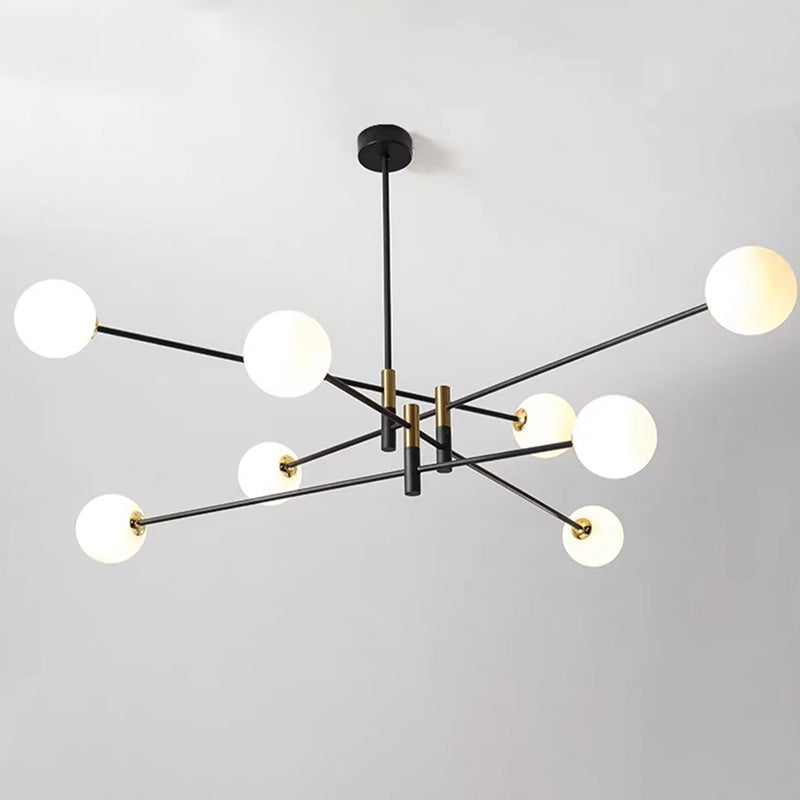 Contemporary Scandinavian Magic Bean Branch Orb Glass Iron 4/6/8 Light Chandelier For Living Room