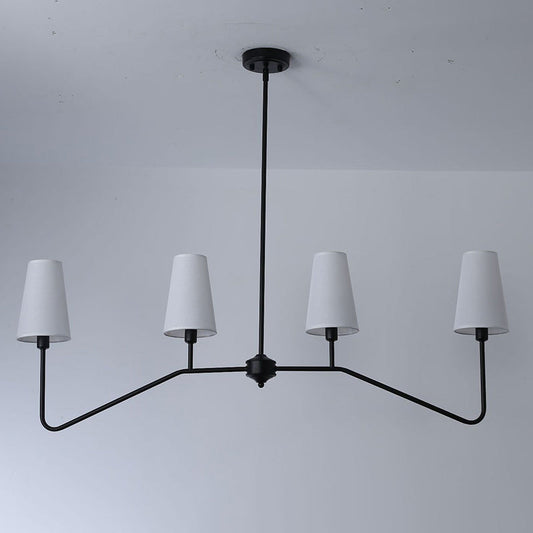 Traditional Vintage Branch Round Fabric Iron 4/5 Light Chandeliers For Living Room