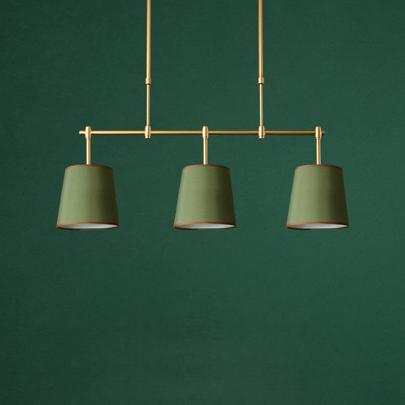 Contemporary Scandinavian Long Round Column Fabric Iron 3-Light Chandelier For Living Room