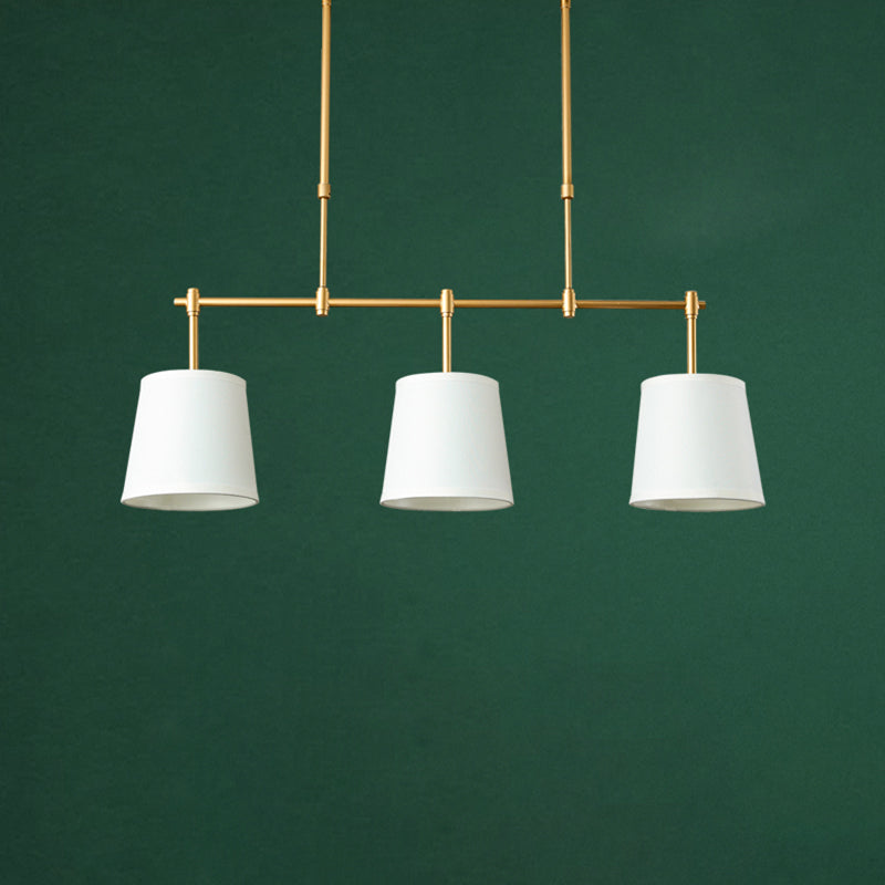 Contemporary Scandinavian Long Round Column Fabric Iron 3-Light Chandelier For Living Room