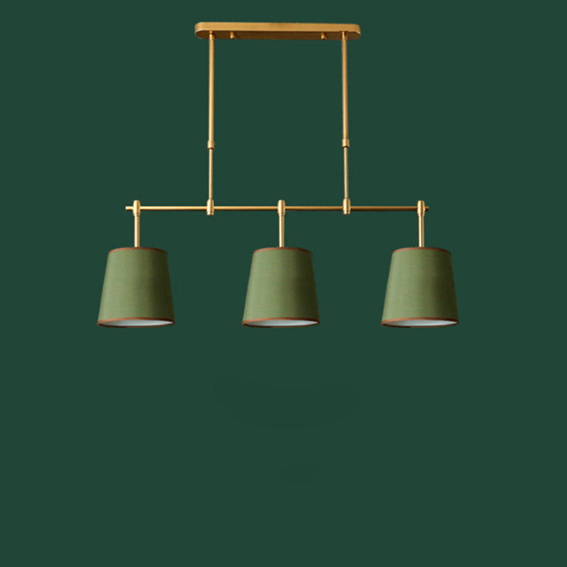 Contemporary Scandinavian Long Round Column Fabric Iron 3-Light Chandelier For Living Room