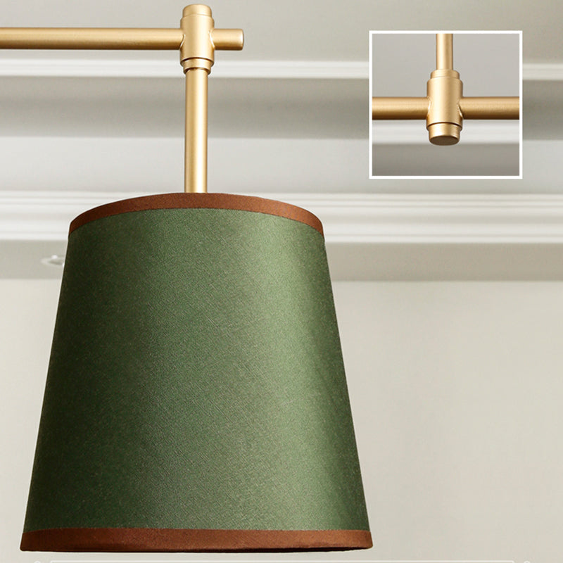 Contemporary Scandinavian Long Round Column Fabric Iron 3-Light Chandelier For Living Room