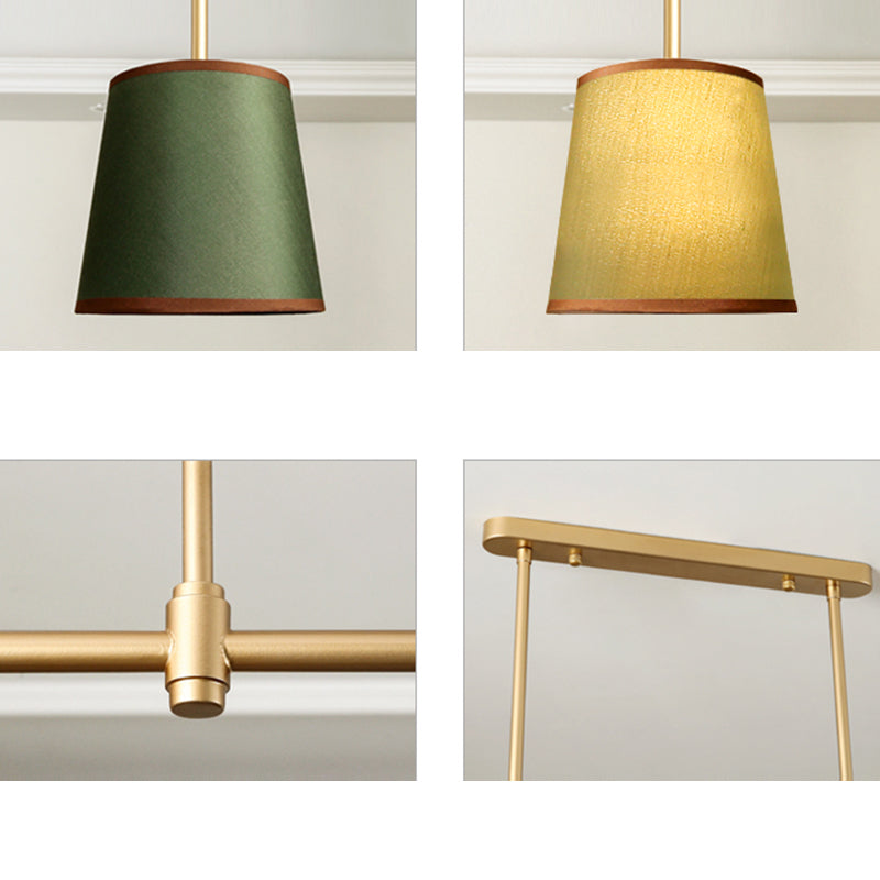 Contemporary Scandinavian Long Round Column Fabric Iron 3-Light Chandelier For Living Room