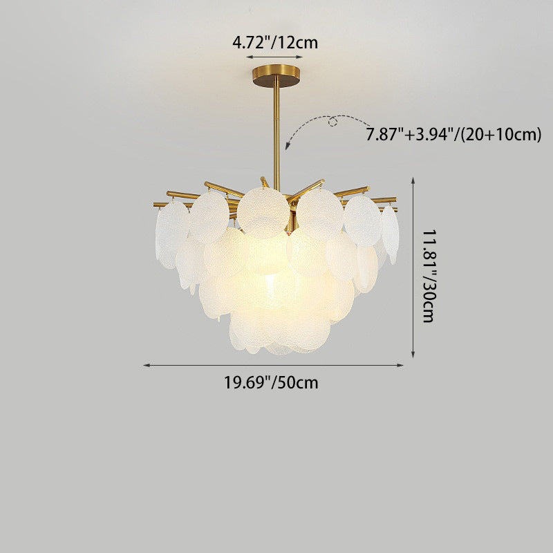 Contemporary Scandinavian Tapered Round Branch Glass Iron 6/8/10 Lights Chandelier For Living Room