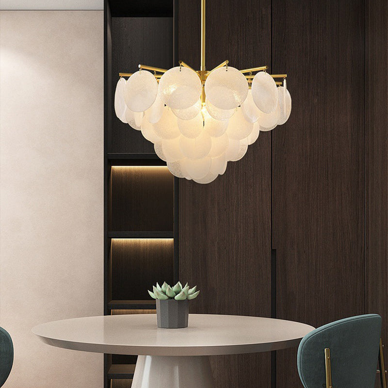 Contemporary Scandinavian Tapered Round Branch Glass Iron 6/8/10 Lights Chandelier For Living Room