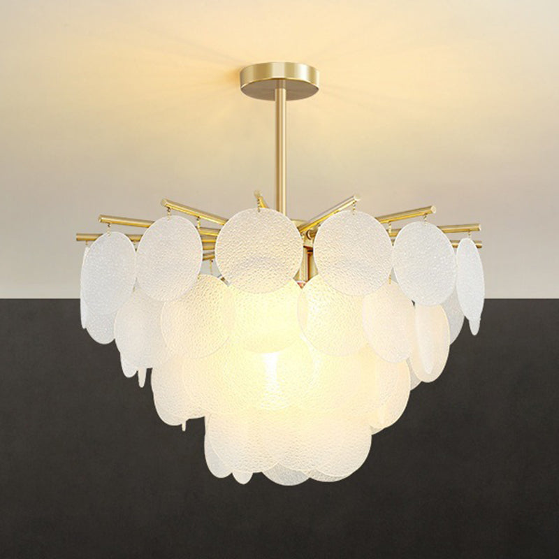 Contemporary Scandinavian Tapered Round Branch Glass Iron 6/8/10 Lights Chandelier For Living Room